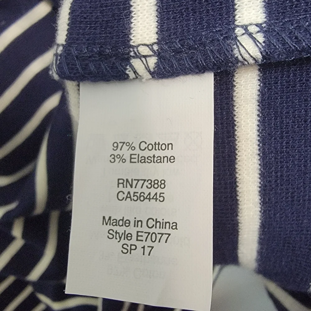 J. Crew Navy and Cream Striped Long Sleeve A-Line Dress‎ SIZE M